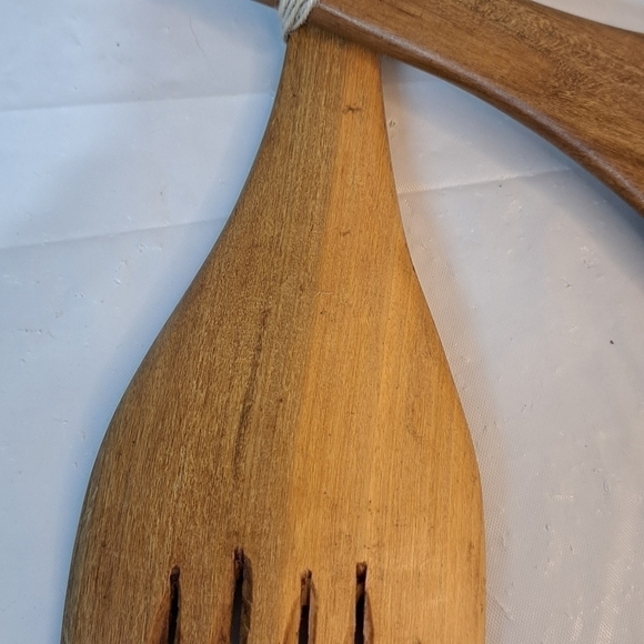 Vintage 1970's Hand Carved Wooden African Serving Utensils Giraffe Handles - Picture 8 of 12